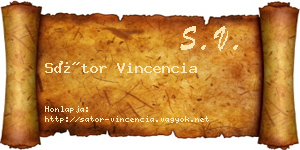 Sátor Vincencia névjegykártya
